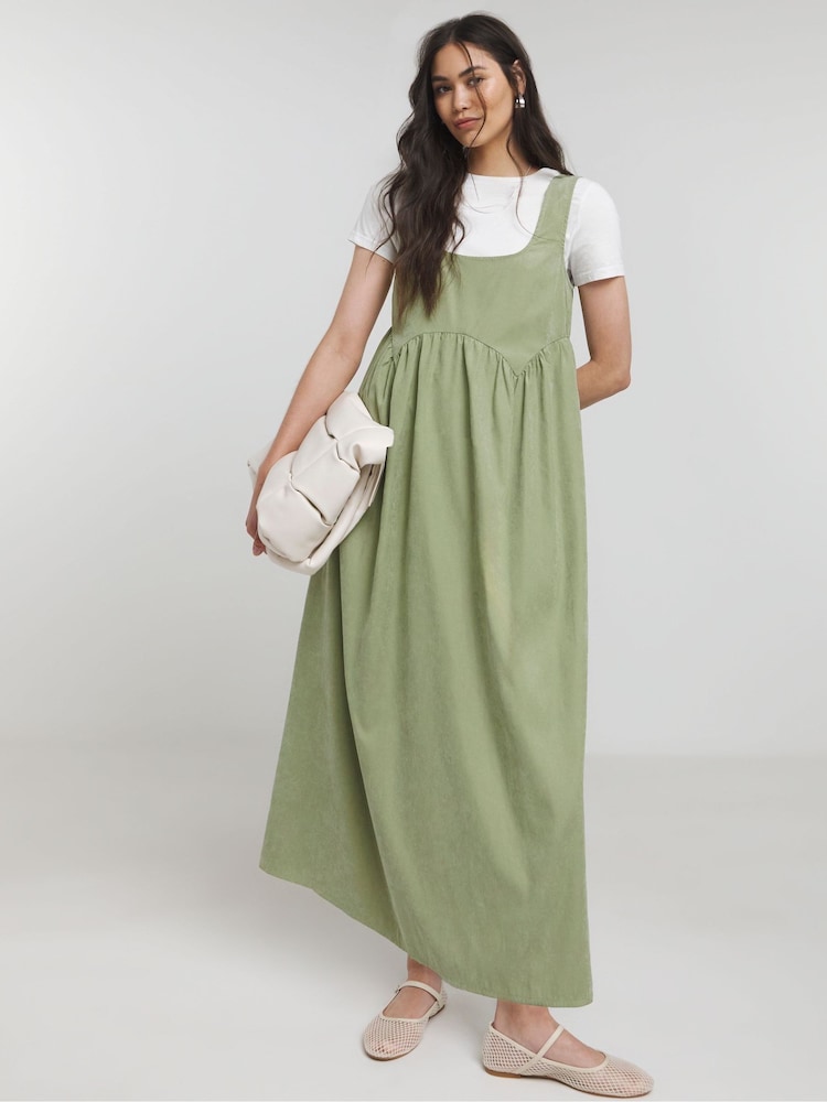 Simply Be Green Apron Midi Dress - Image 1 of 5