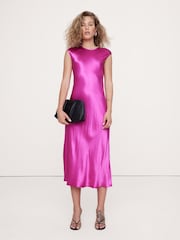 Banana Republic Pink Bias-Cut Satin Midi Dress - Image 1 of 1