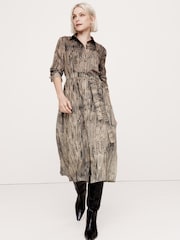 Banana Republic Brown Oversized Snake Print Midi Dress - Image 1 of 5