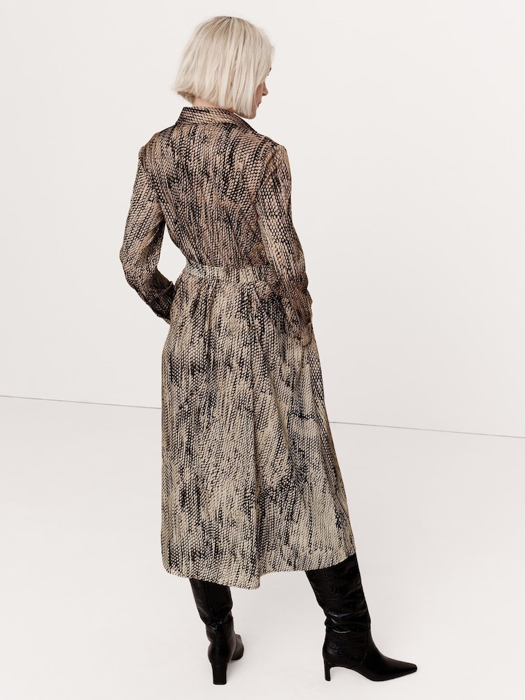 Banana Republic Brown Oversized Snake Print Midi Dress - Image 2 of 5