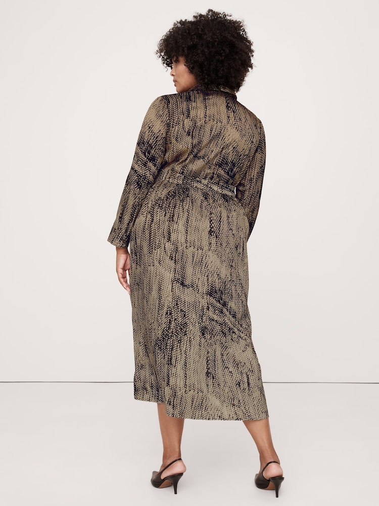 Banana Republic Brown Oversized Snake Print Midi Dress - Image 5 of 5