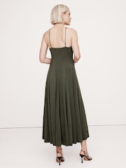 Banana Republic Khaki Green Drapey Jersey Godet Maxi Dress - Image 2 of 4
