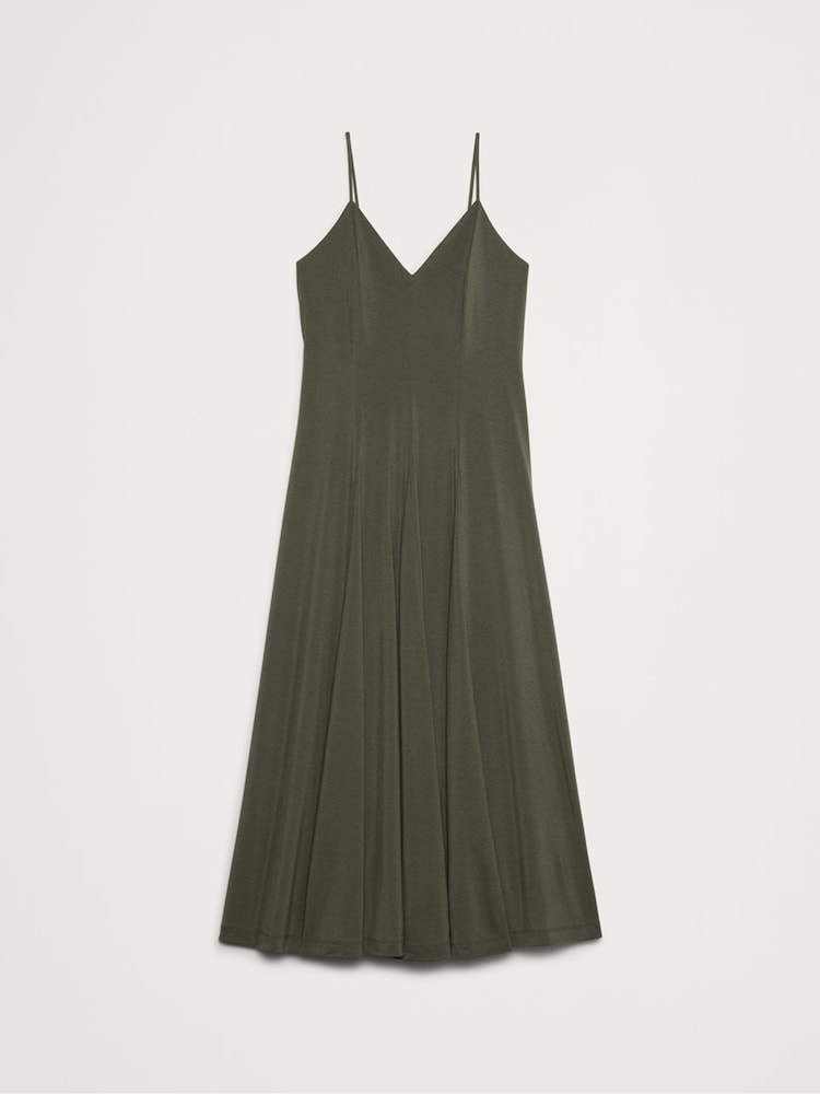 Banana Republic Khaki Green Drapey Jersey Godet Maxi Dress - Image 4 of 4