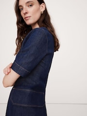 Banana Republic Blue Short Sleeve Sculpted Shift Dress - Image 3 of 4