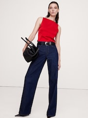 Banana Republic Red Stretch-Satin Longline Vest - Image 1 of 2