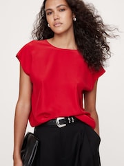 Banana Republic Red Essential Silk Top - Image 1 of 1