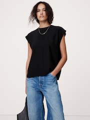 Banana Republic Black Essential Silk Top - Image 1 of 1
