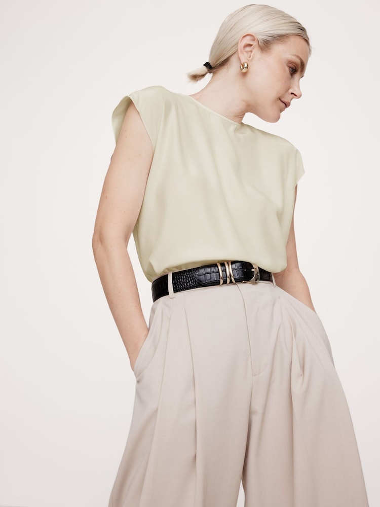 Banana Republic Cream Essential Silk Top - Image 2 of 4
