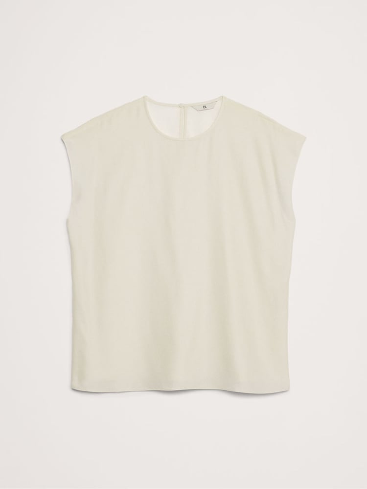 Banana Republic Cream Essential Silk Top - Image 4 of 4
