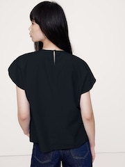 Banana Republic Black Cotton-Silk Tulip-Sleeve Shirt - Image 2 of 3