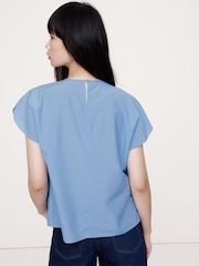 Banana Republic Blue Cotton-Silk Tulip-Sleeve Shirt - Image 2 of 4