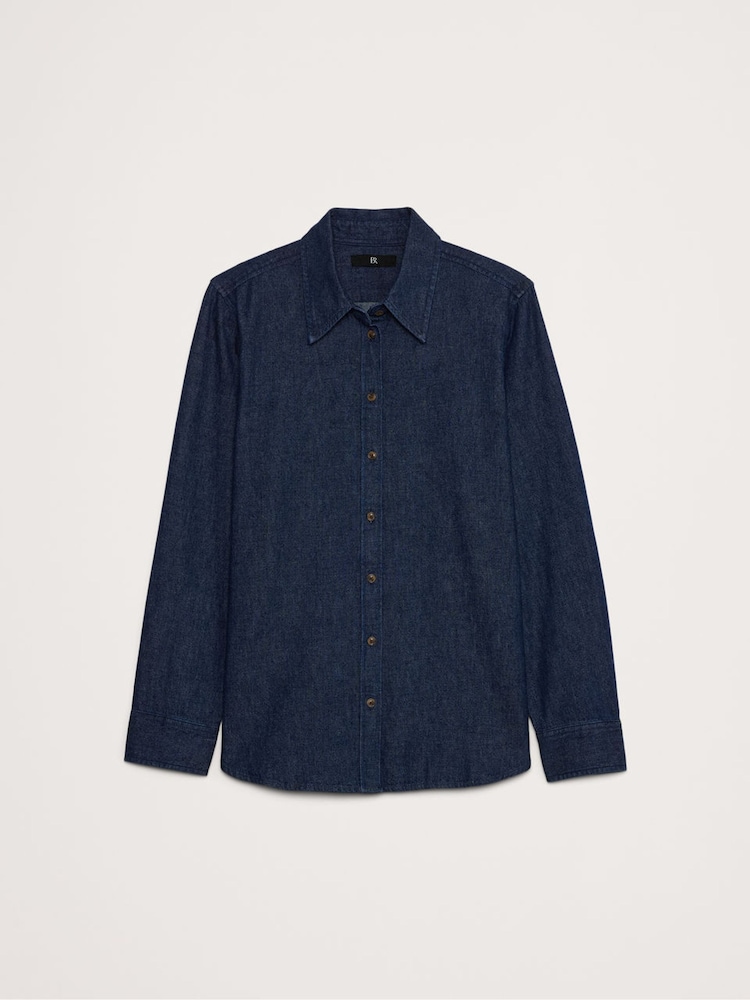 Banana Republic Blue The Perfect Cotton Hemp Shirt - Image 4 of 4