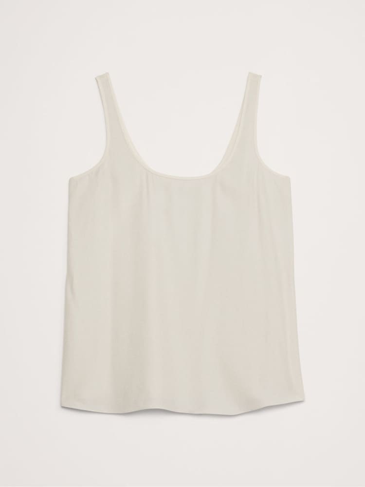 Banana Republic White 100% Silk Sleeveless Vest Top - Image 4 of 4