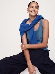 Banana Republic Blue 100% Silk Sleeveless Vest Top - Image 1 of 1