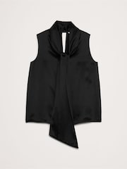 Banana Republic Black Silk Tie Neck Top - Image 5 of 5