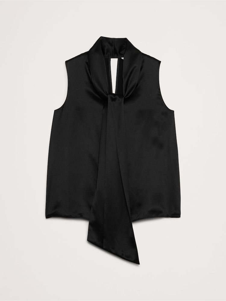 Banana Republic Black Silk Tie Neck Top - Image 5 of 5