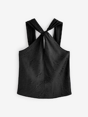 Banana Republic Black Silky Twist Neck Halter Blouse Top - Image 1 of 4