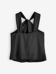 Banana Republic Black Silky Twist Neck Halter Blouse Top - Image 2 of 4