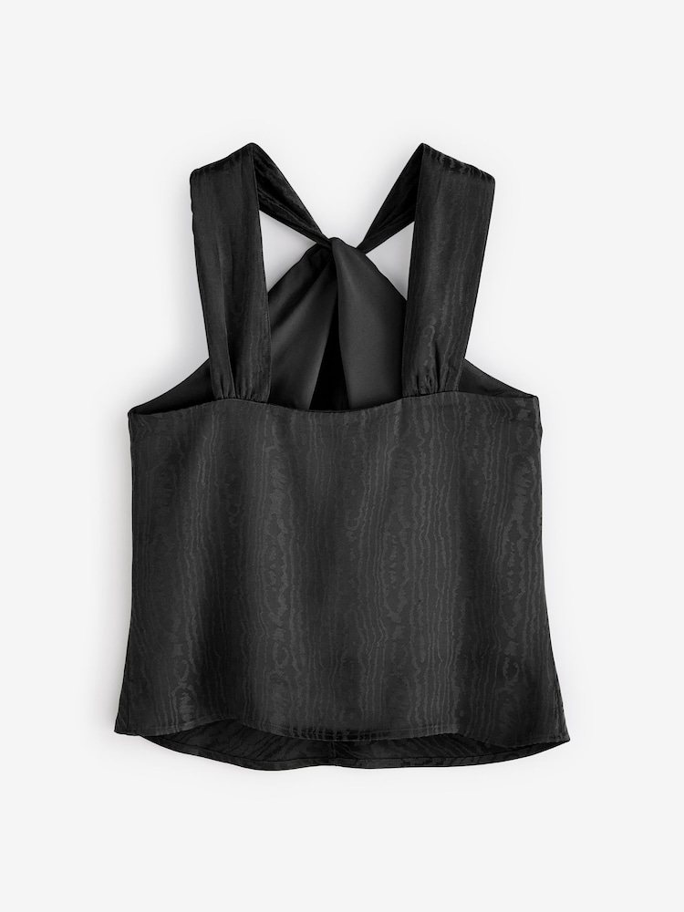 Banana Republic Black Silky Twist Neck Halter Blouse Top - Image 2 of 4 Banana Republic Black Silky Twist Neck Halter Blouse Top - Image 2 of 4