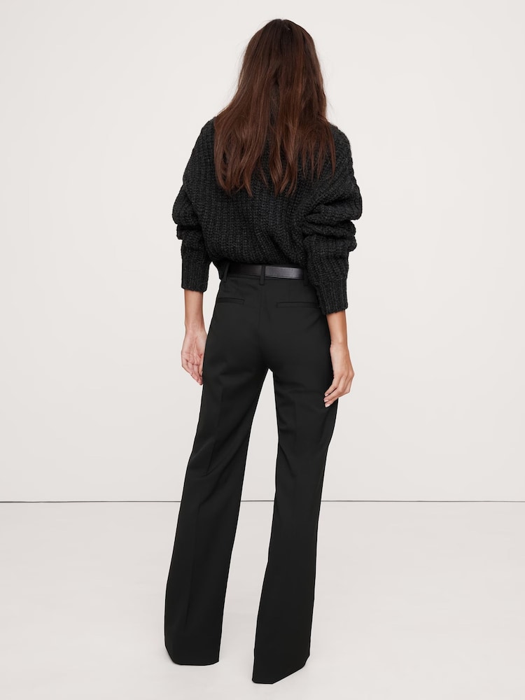 Banana Republic Black High Waisted Twill Relaxed Flared Trousers - Image 2 of 5