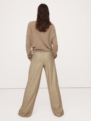 Banana Republic Cream Wool Flannel Pull On Wide-Leg Trousers - Image 2 of 5