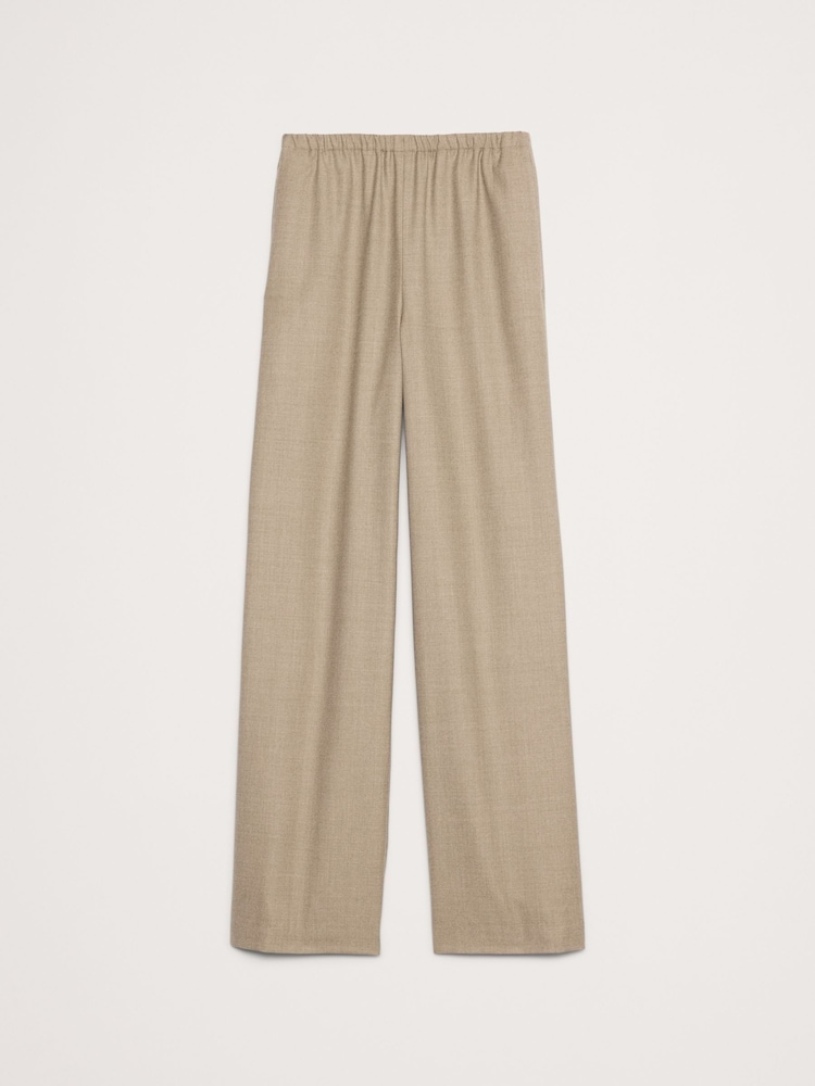 Banana Republic Cream Wool Flannel Pull On Wide-Leg Trousers - Image 5 of 5