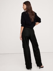 Banana Republic Black Lido Italian Wool Cargo Trousers - Image 2 of 4