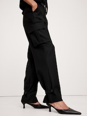 Banana Republic Black Lido Italian Wool Cargo Trousers - Image 3 of 4