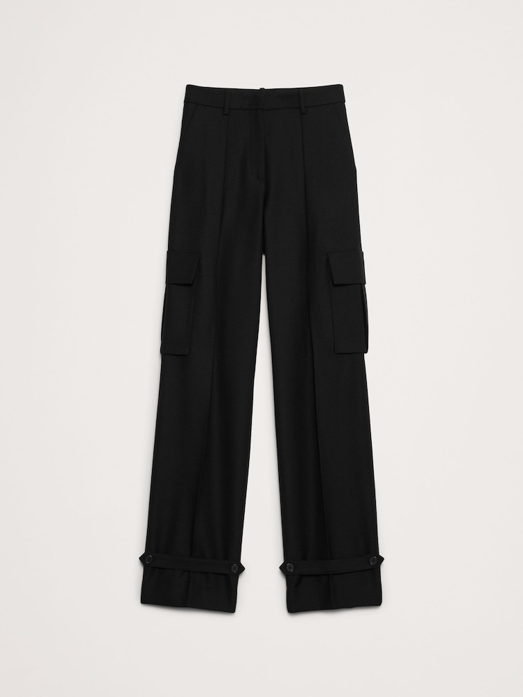 Banana Republic Black Lido Italian Wool Cargo Trousers - Image 4 of 4