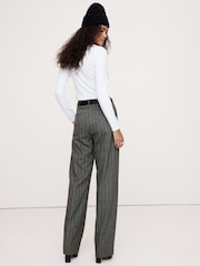 Banana Republic Grey High Wasited Modern Straight Herringbone Trousers - Image 2 of 5