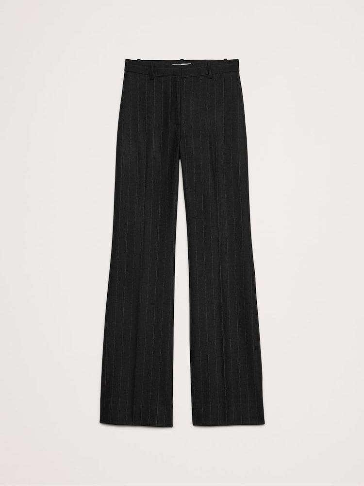 Banana Republic Black High Waisted Wide Leg Pinstripe Flare Trousers - Image 1 of 1 Banana Republic Black High Waisted Wide Leg Pinstripe Flare Trousers - Image 1 of 1