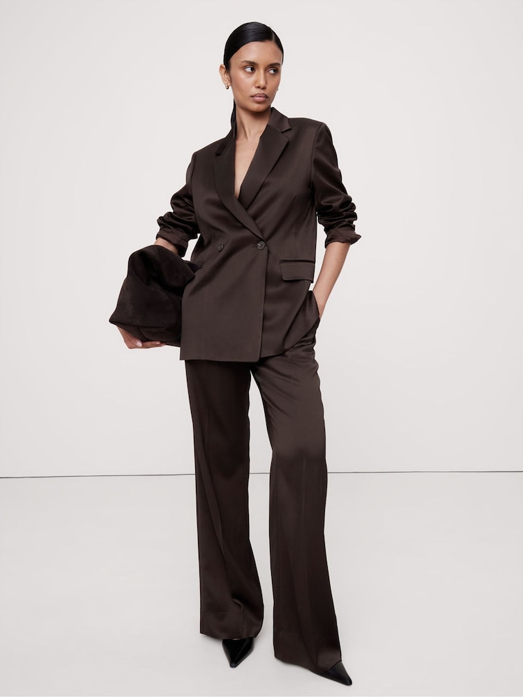 Banana Republic Brown Relaxed Longline Double Breasted Blazer - Image 1 of 4