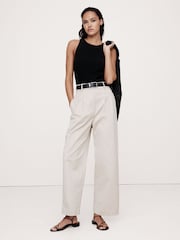 Banana Republic Black Cece Sculpted Ribbed Top - Image 1 of 4