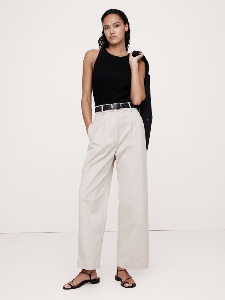 Banana Republic Black Cece Sculpted Ribbed Top - Image 1 of 4