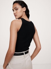Banana Republic Black Cece Sculpted Ribbed Top - Image 2 of 4