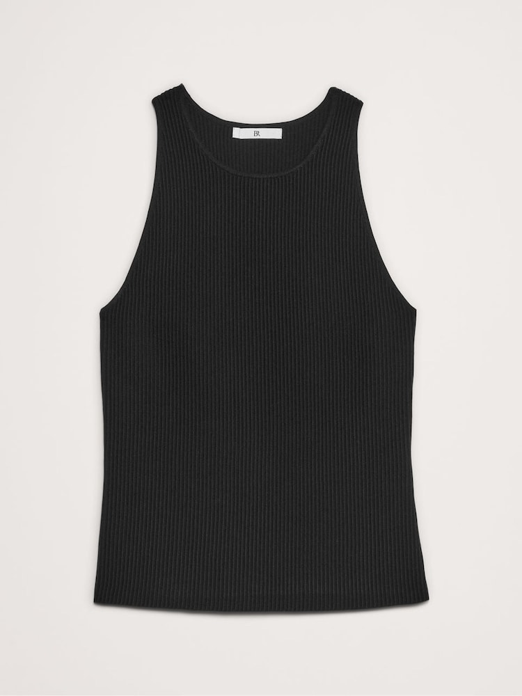 Banana Republic Black Cece Sculpted Ribbed Top - Image 4 of 4