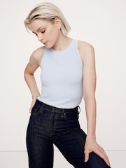 Banana Republic Blue Cece Sculpted Ribbed Top - Image 1 of 1