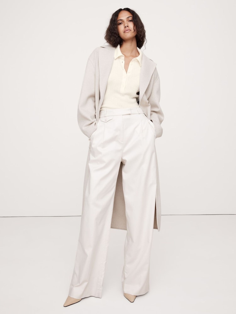 Banana Republic Cream Merino Wool Ribbed Polo Jumper - Image 2 of 2