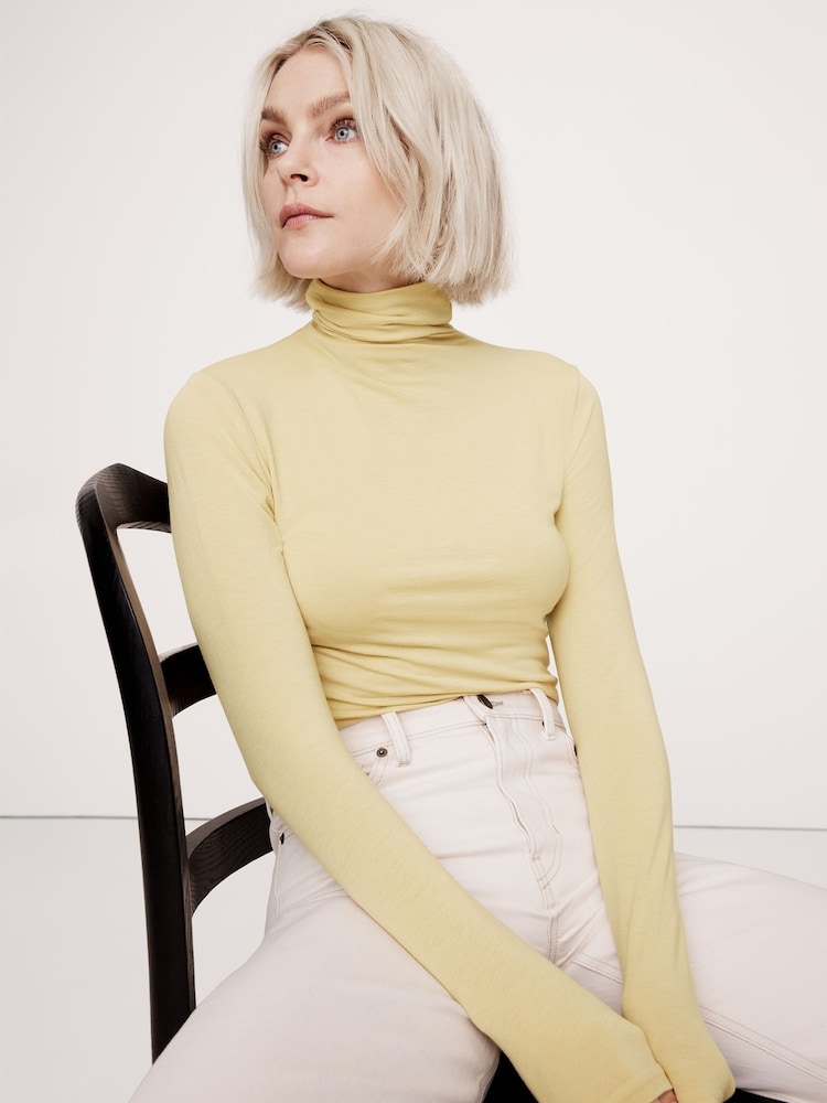 Banana Republic Cream Luxe Wool-Blend Elbow-Sleeve Top - Image 1 of 1 Banana Republic Cream Luxe Wool-Blend Elbow-Sleeve Top - Image 1 of 1