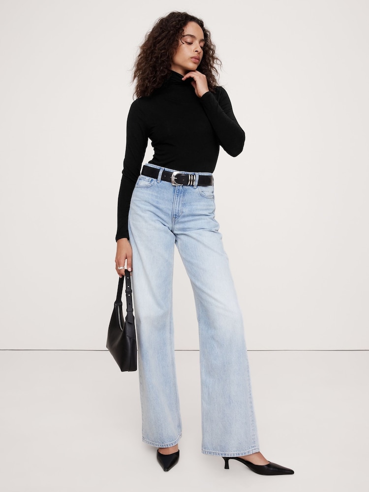 Banana Republic Black Luxe Wool-Blend Elbow-Sleeve Top - Image 1 of 1