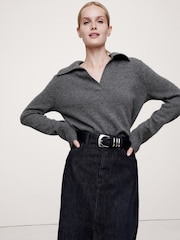 Banana Republic Grey Cashmere Jumper Polo - Image 1 of 1