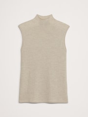 Banana Republic Beige Merino Wool Ribbed Mock Neck Vest Top - Image 4 of 4