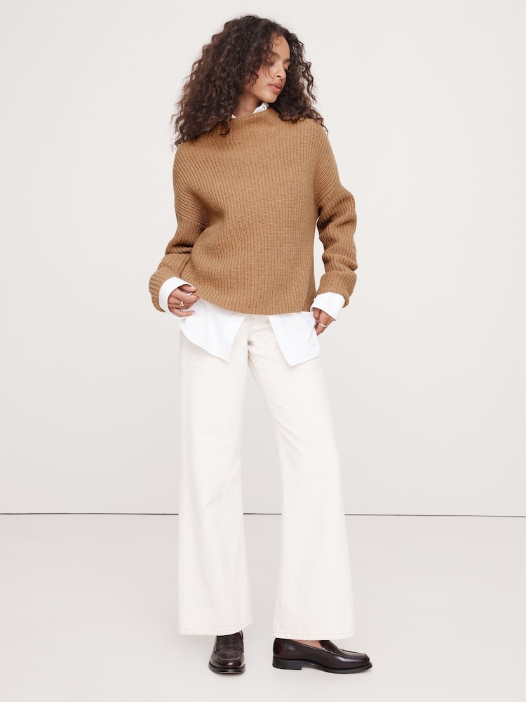 Banana Republic Brown Oversized Wool Ribbed Jumper - Image 1 of 4