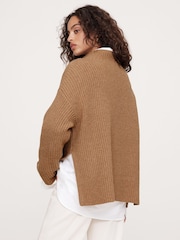 Banana Republic Brown Oversized Wool Ribbed Jumper - Image 2 of 4