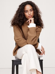 Banana Republic Brown Oversized Wool Ribbed Jumper - Image 3 of 4