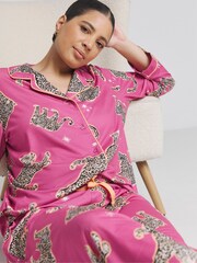 Simply Be Pink Button Through Pyjama Set - Image 1 of 4