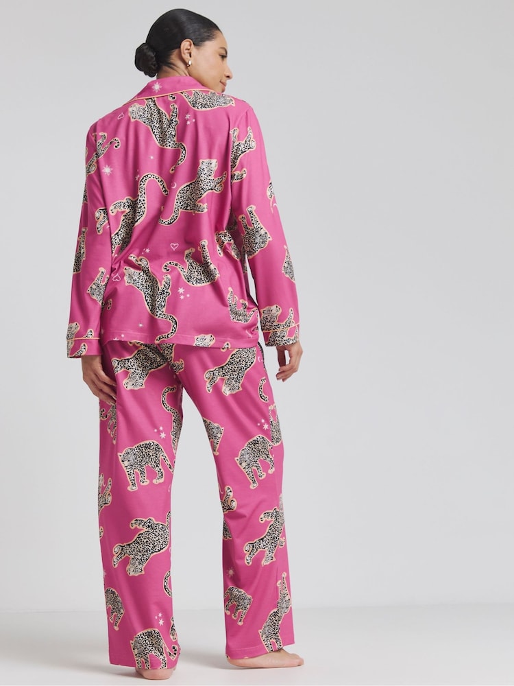 Simply Be Pink Button Through Pyjama Set - Image 2 of 4