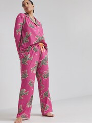 Simply Be Pink Button Through Pyjama Set - Image 3 of 4