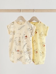 Yellow/White Baby Winnie The Pooh Rompers 2 Pack (0mths-3yrs) - Image 1 of 9