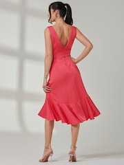 Jolie Moi Pink Anya V-Neck Flare Dress - Image 2 of 6